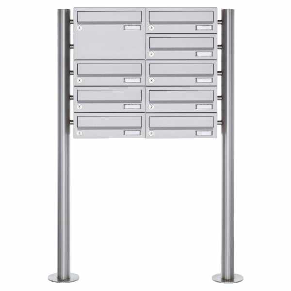 9-compartment Letterbox system freestanding Design BASIC 385-VA ST-R - stainless steel V2A, polished