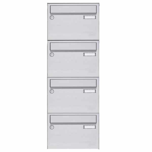 4-compartment Stainless steel surface mailbox system Design BASIC 385 A 220 - stainless steel V2A polished
