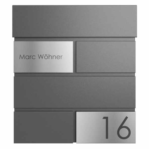 Mailbox KANT Edition with newspaper compartment - Design Elegance 3 - DB 703 micaceous iron ore