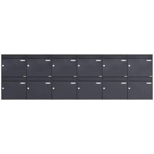 12-compartment 2x6 surface mailbox design BASIC 382A AP - RAL 7016 anthracite gray