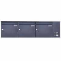 3-compartment Surface mounted mailbox BASIC Plus 382X AP with bell box on the side - RAL of your choice