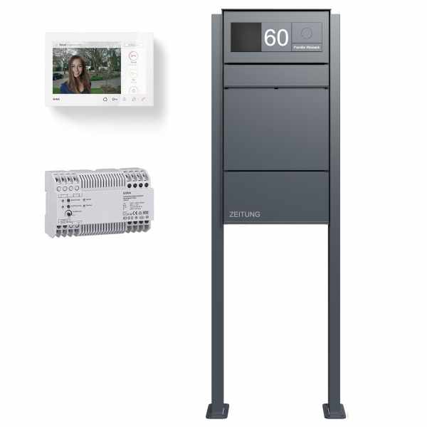 Design free-standing letterbox GOETHE ST-Q - newspaper box - RAL color - GIRA System 106 - VIDEO Complete kit