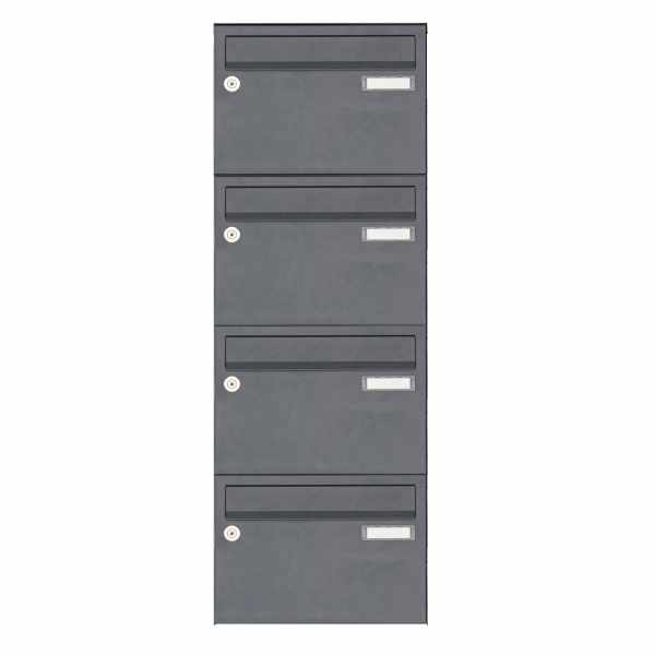 4-compartment Surface mounted mailbox system Design BASIC 385 A 220 vertical - RAL 7016 anthracite gray