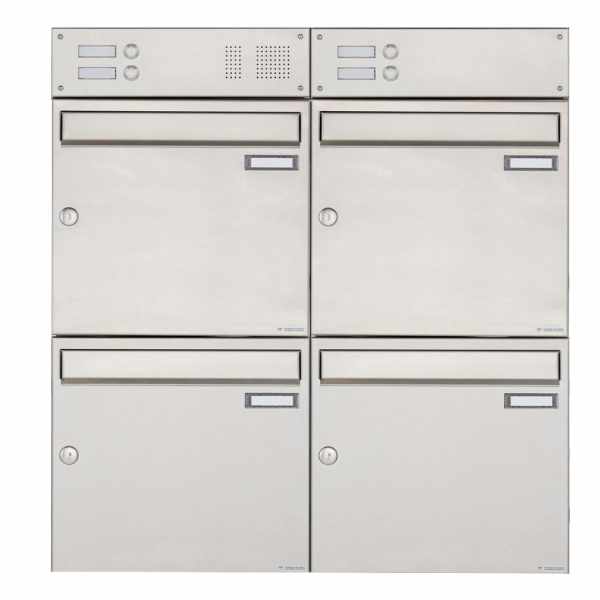 4-compartment Stainless steel surface mailbox design BASIC 382A AP with bell box