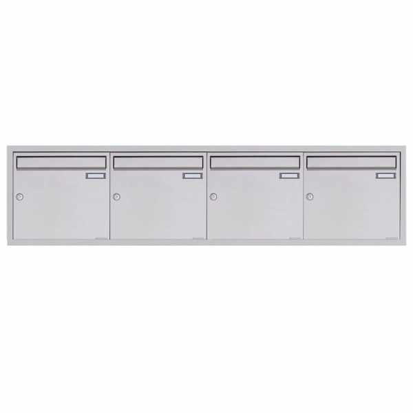 4-compartment 4x1 stainless steel flush-mounted mailbox system BASIC Plus 382XU UP - polished stainless steel - 4 party