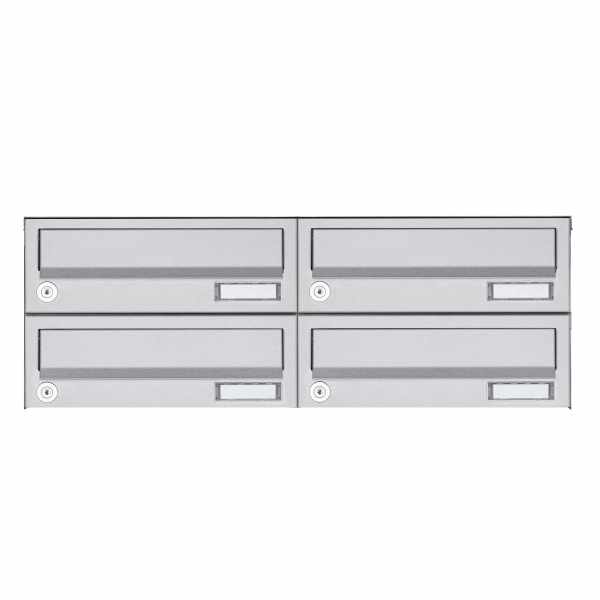 4-compartment 2x2 surface-mounted mailbox system Design BASIC 385A AP - stainless steel V2A, polished