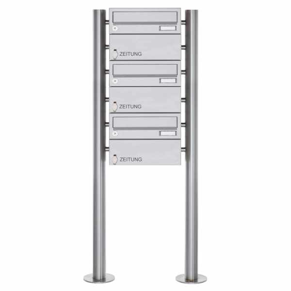 3-compartment free-standing letterbox Design BASIC 385-VA ST-R - 3x newspaper box - stainless steel V2A, polished