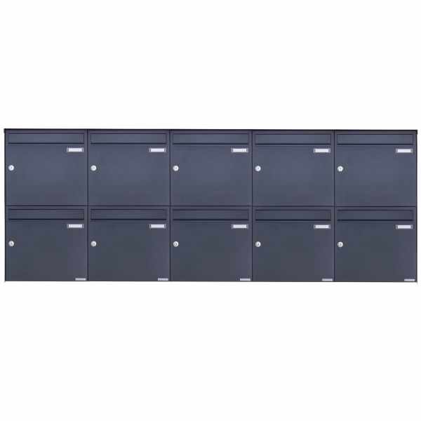 10-compartment 2x5 stainless steel surface mailbox Design BASIC Plus 382XA AP - RAL of your choice