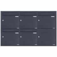 5-compartment 3x2 stainless steel flush-mounted mailbox system BASIC Plus 382XU UP - RAL of your choice - 5 parties