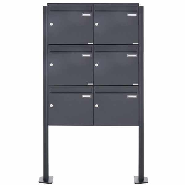 6-compartment 3x2 stainless steel free-standing letterbox Design BASIC Plus 380X ST-T - RAL of your choice