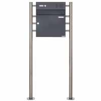 free-standing letterbox Design BASIC 381 ST-R with bell box - RAL 7016 anthracite gray