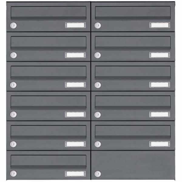 11-compartment Stainless steel surface mailbox system Design BASIC Plus 385XA AP - RAL of your choice