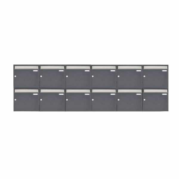 12-compartment 2x6 surface-mounted letterbox system Design BASIC 382 AP - stainless steel RAL 7016 anthracite gray