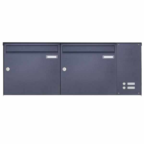 2-compartment Surface mounted mailbox BASIC Plus 382X AP with bell box on the side - RAL of your choice