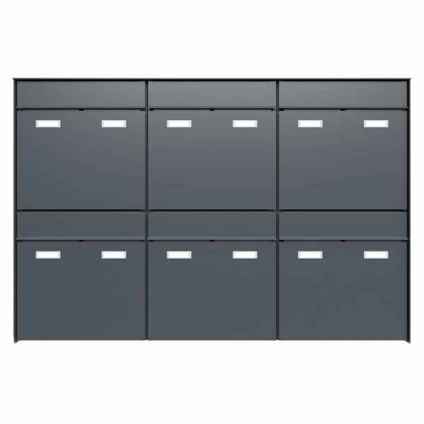 6-compartment 3x2 design surface-mounted mailbox system GOETHE AP - RAL of your choice