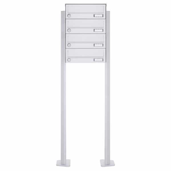 4-compartment free-standing letterbox Design BASIC 385P-9016 ST-T - RAL 9016 traffic white