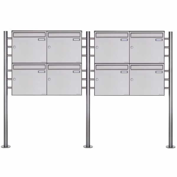 8-compartment free-standing letterbox Design BASIC Plus 381X ST-R - stainless steel V2A polished