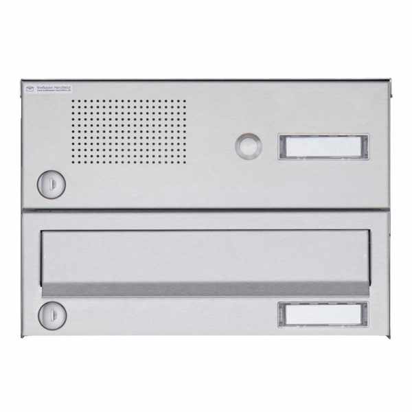 1er surface-mounted mailbox system Design BASIC 385A AP with bell box - stainless steel V2A, polished