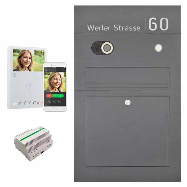Stainless steel mailbox Division BIG - RAL of your choice - Comelit Switch VIDEO complete set Wifi - 2-wire