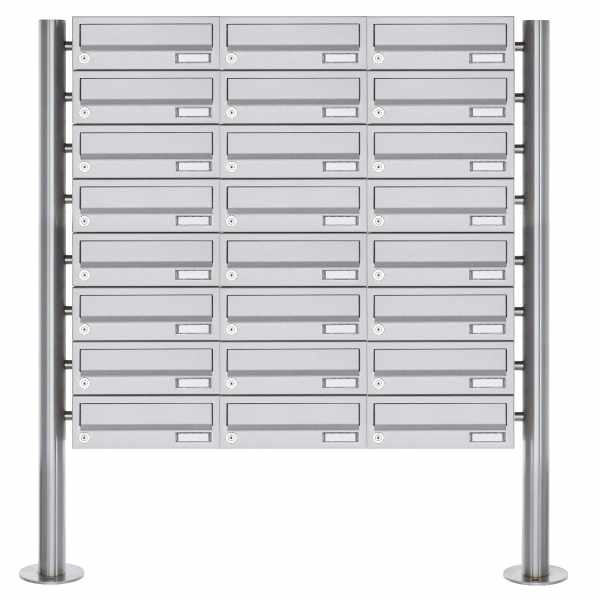 24-compartment Letterbox system freestanding Design BASIC 385-VA ST-R - stainless steel V2A, polished