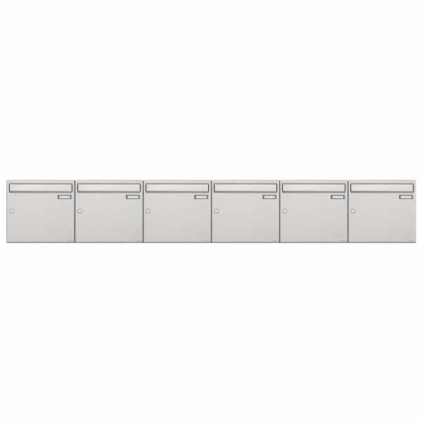 6-compartment 1x6 stainless steel surface mounted mailbox system Design BASIC 382A-AP