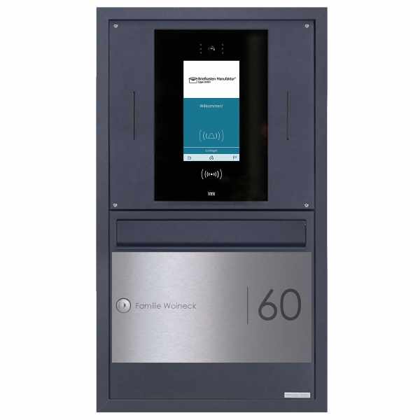 Stainless steel flush-mounted mailbox BASIC Plus 382XU UP Elegance II - RAL - STR Digital door station