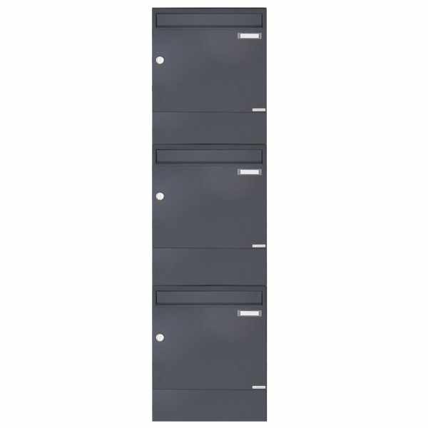 3-compartment 3x1 surface mounted mailbox BASIC 382A AP with newspaper box - RAL 7016 anthracite gray