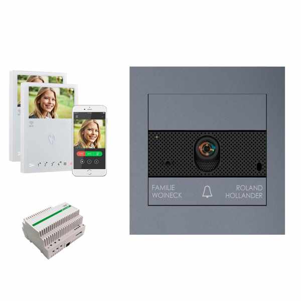 portier vidéo Ultra UP 2 pièces - complet - alimentation 1210A - poste d'appartement 6741W Wifi - couleur RAL