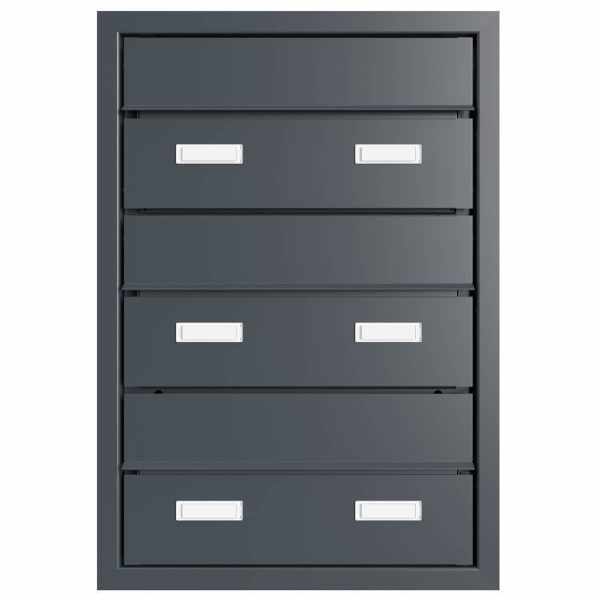 3-compartment 1x3 design pass-through mailbox GOETHE MDW with nameplate - RAL of your choice