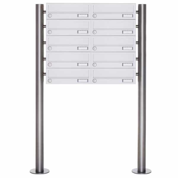10-compartment 5x2 letterbox system freestanding Design BASIC 385-9016 ST-R - RAL 9016 traffic white