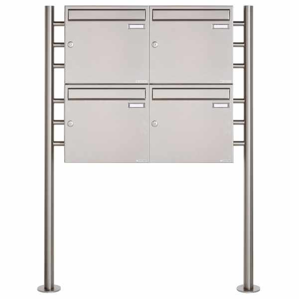 4-compartment 2x2 stainless steel free-standing letterbox Design BASIC 381 ST-R