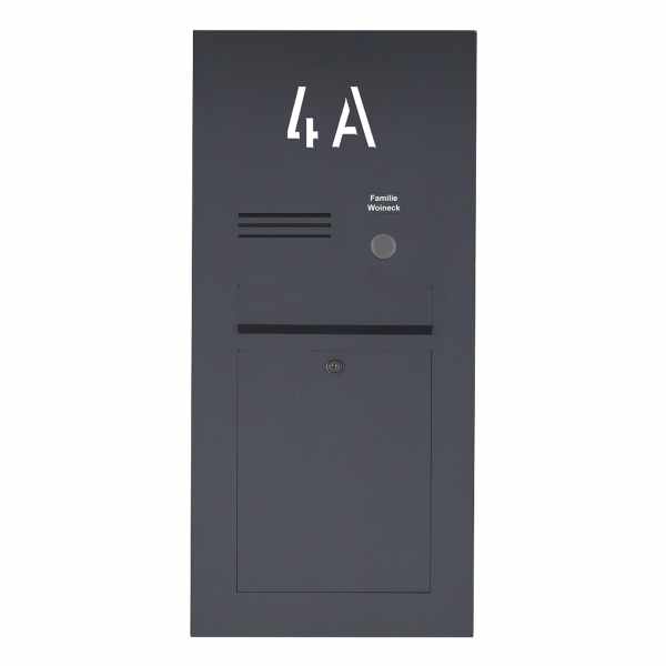 Stainless steel mailbox Designer HL-B with house number back illuminated - RAL of your choice - INDIVIDUAL