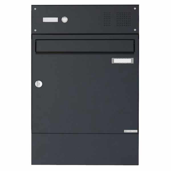 Surface mounted mailbox Design BASIC 382A AP with bell box & newspaper compartment - RAL 7016 anthracite gray