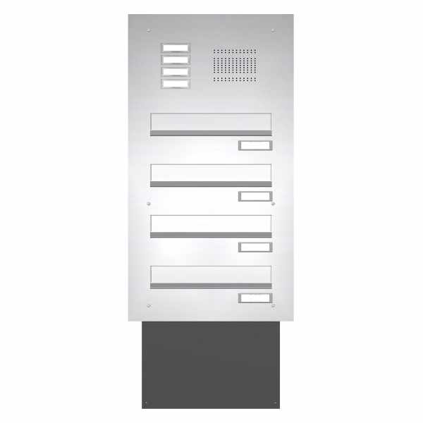 Stainless steel wall pass-through mailbox system BASIC 623 - bell intercom - 4 parties