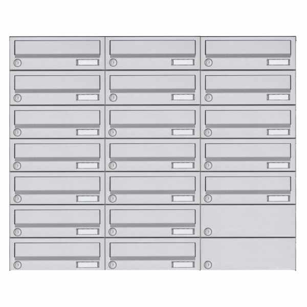 19 parti sistema di cassette per le lettere da parete 7x3 Design BASIC 385A- VA AP - acciaio inox V2A, lucido