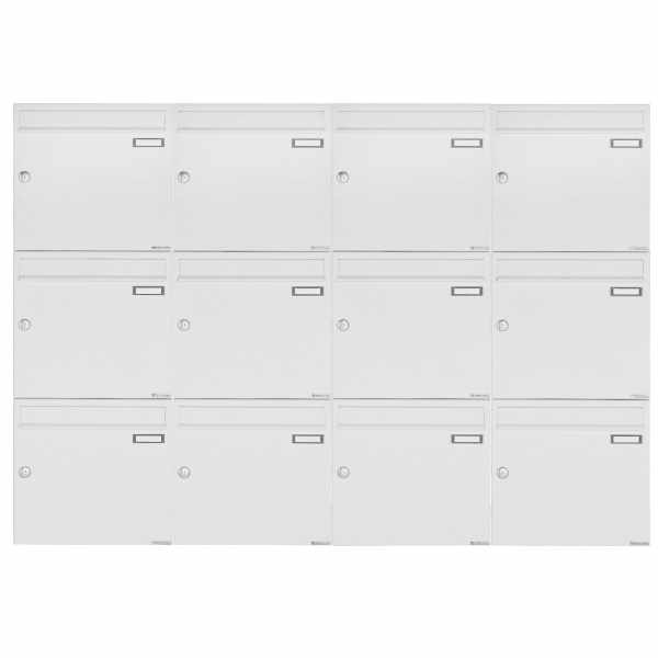 12-compartment 3x4 surface mounted mailbox system Design BASIC 382A AP - RAL 9016 traffic white