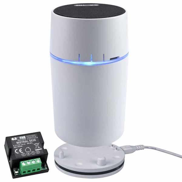 Radio gong Bluetooth microSD battery language DE white CALIMA + radio transmitter UP - for mechanical buttons