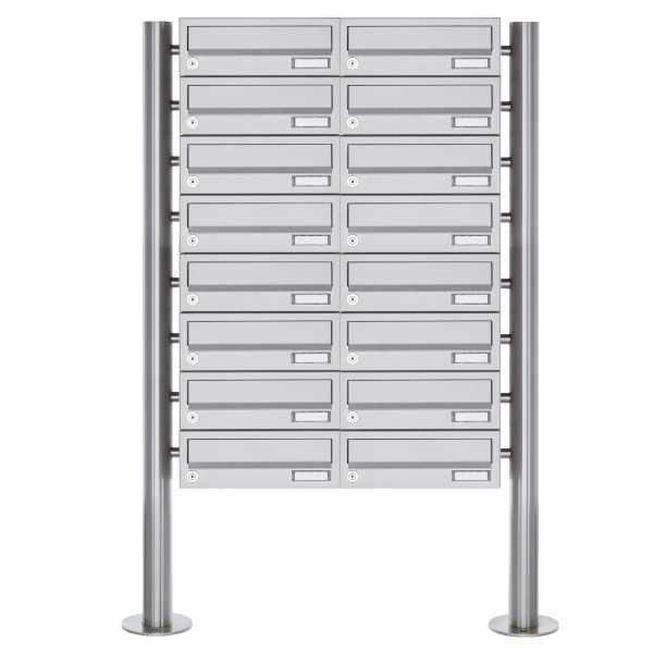 16-compartment Letterbox system freestanding Design BASIC 385-VA ST-R - stainless steel V2A, polished