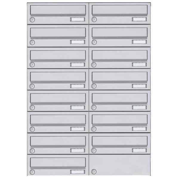 15-compartment 8x2 surface-mounted mailbox system Design BASIC 385A- VA AP - stainless steel V2A, polished