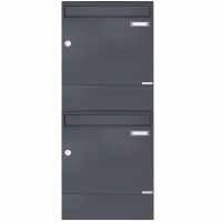2-compartment 2x1 surface mount mailbox BASIC 382A AP with newspaper compartment - RAL 7016 anthracite gray