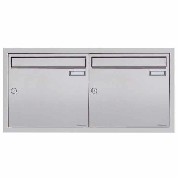 2-compartment 2x1 stainless steel flush-mounted mailbox system BASIC Plus 382XU UP - polished stainless steel - 2 party