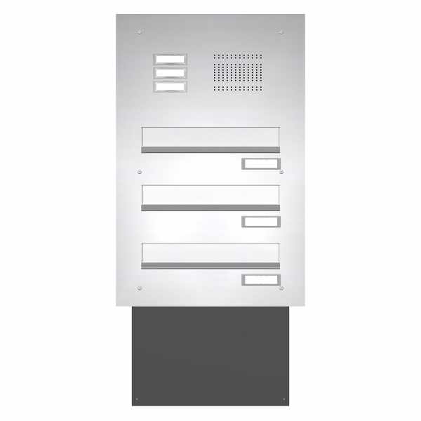 Stainless steel wall pass-through mailbox system BASIC 623 - bell intercom - 3 parties
