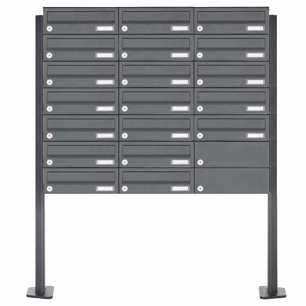 19-compartment Stainless steel mailbox freestanding design BASIC Plus 385XP ST-T - RAL of your choice