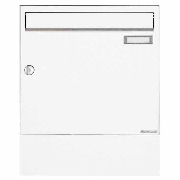 Surface mounted mailbox Design BASIC 382A AP with newspaper compartment - RAL 9016 traffic white
