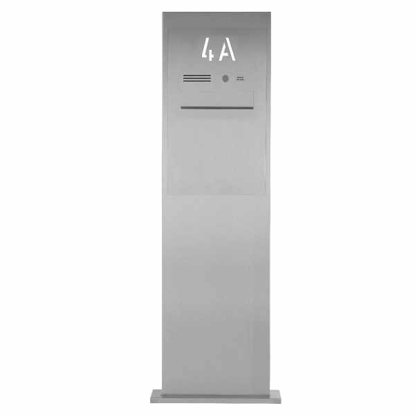 Stainless steel letterbox column Designer BIG with house number backlit - removal at the back - INDIVIDUAL