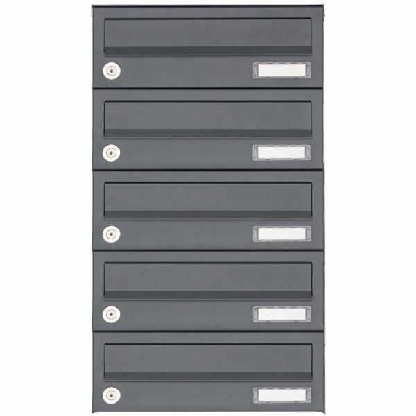 5-compartment Surface mounted mailbox system Design BASIC 385A AP - RAL 7016 anthracite gray