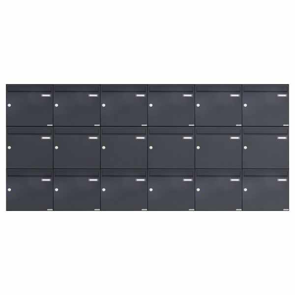 18-compartment 3x6 surface mailbox design BASIC 382A AP - RAL 7016 anthracite gray