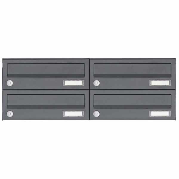 4-compartment 2x2 stainless steel surface mailbox system Design BASIC Plus 385XA AP - RAL of your choice
