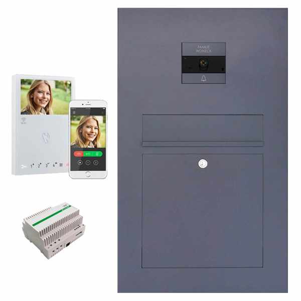 Stainless steel mailbox designer BIG - RAL of your choice - 2-wire - VIDEO complete set Ultra WiFi