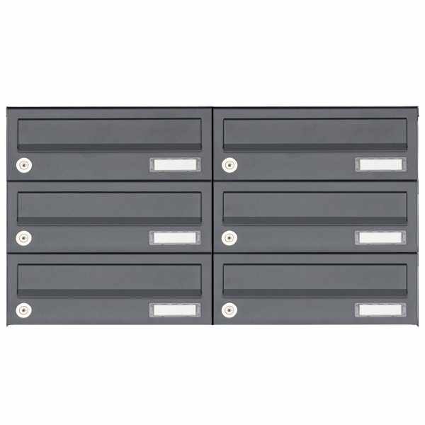 6-compartment 3x2 surface mounted mailbox system Design BASIC 385A AP - RAL 7016 anthracite gray